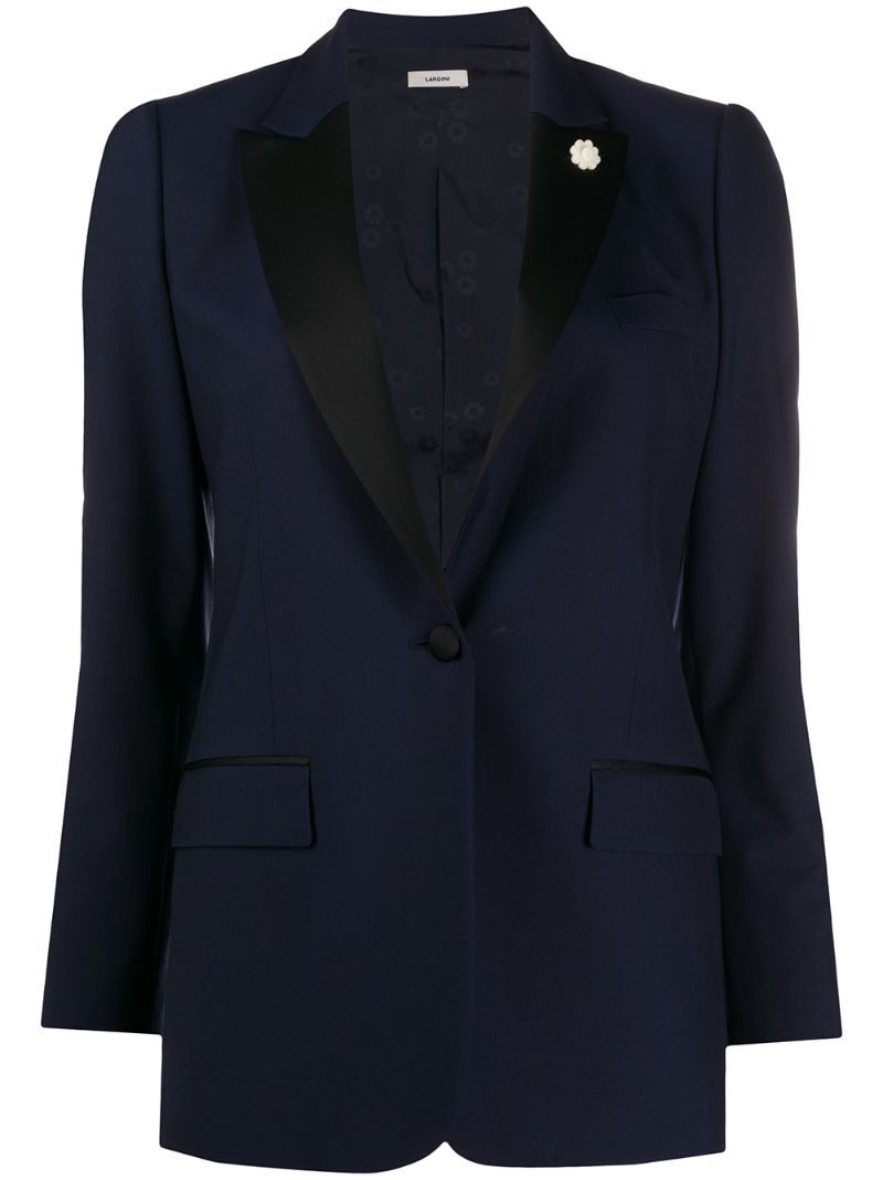 Lardini Contrast Lapel Blazer In Blue