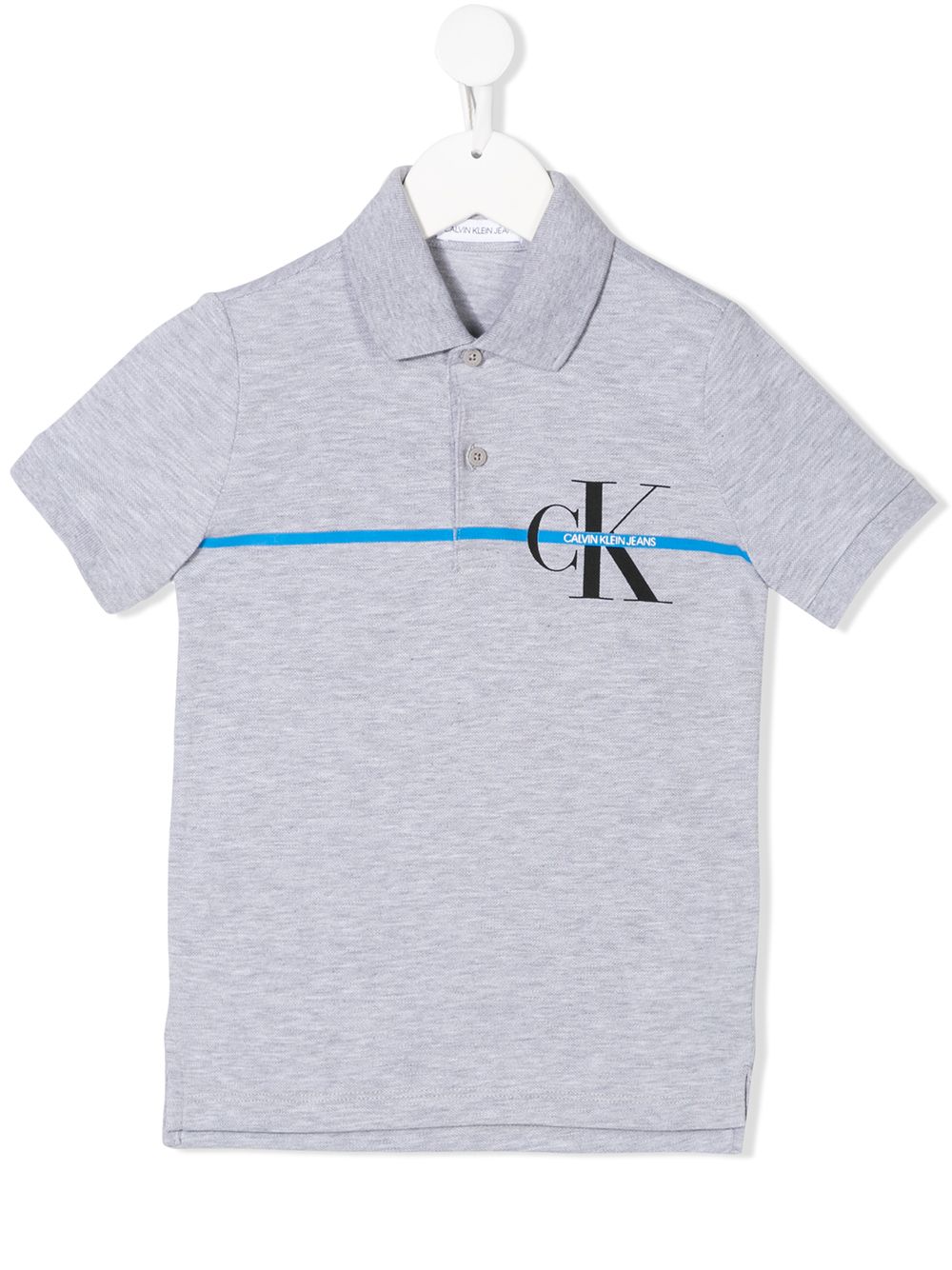 Calvin Klein Kids' Logo Printed Polo Shirt In Grey