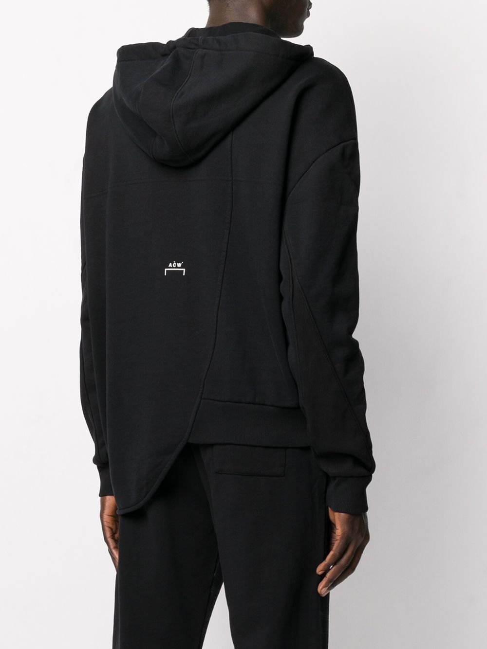 Shop A-cold-wall* Asymmetric Logo Printed Hoodie In Black