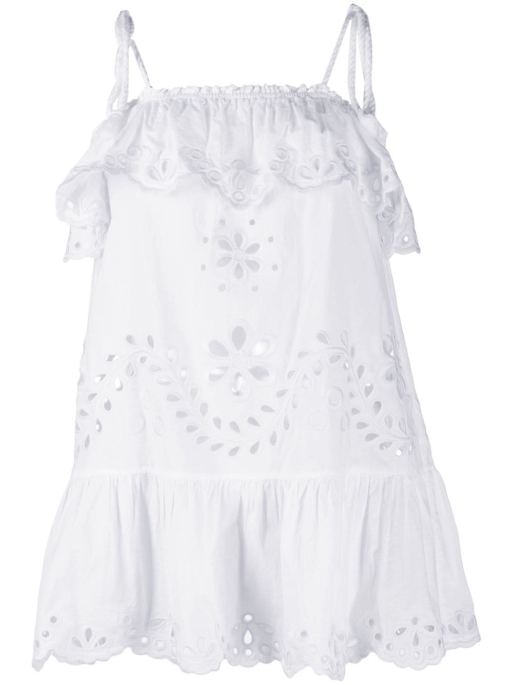 Red Valentino Broderie Anglaise Ruffled Top In White