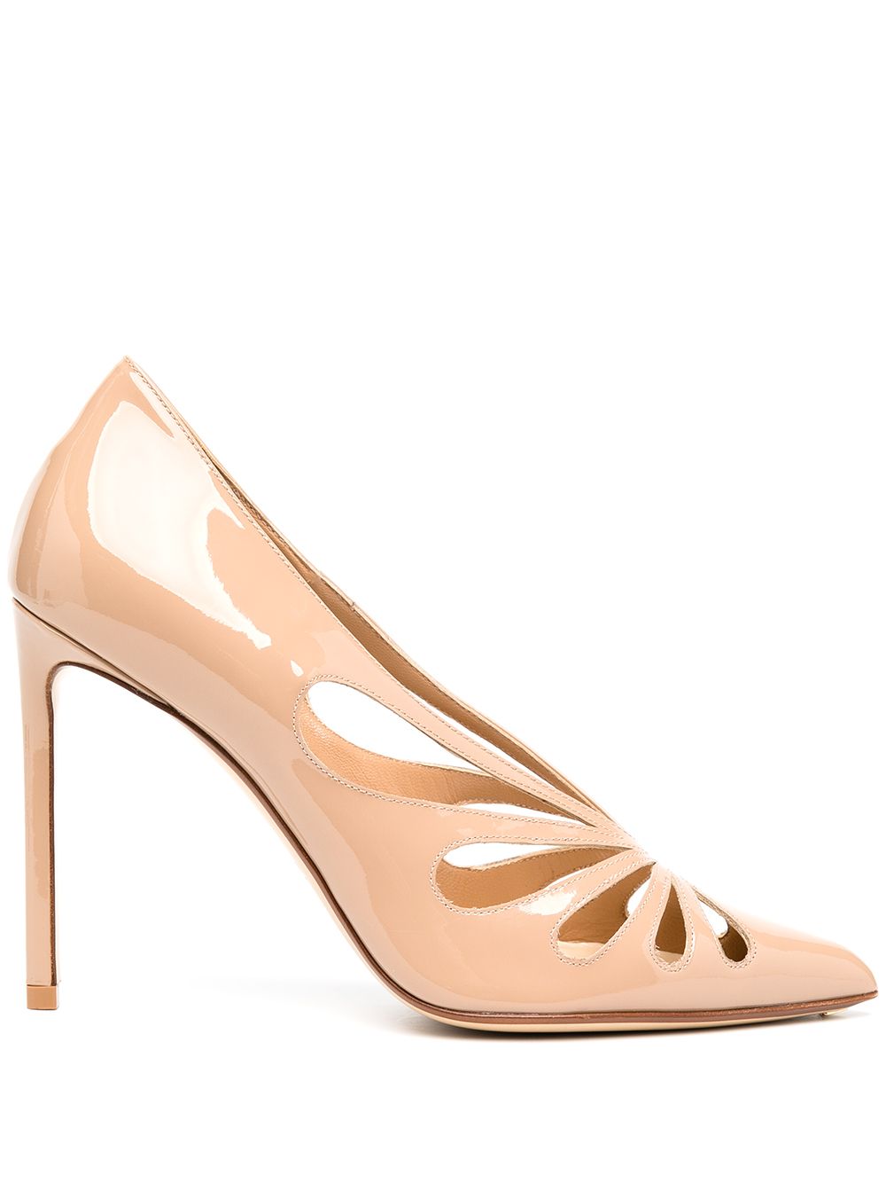Francesco Russo Pointed Patent 105mm Pumps In Neutrals