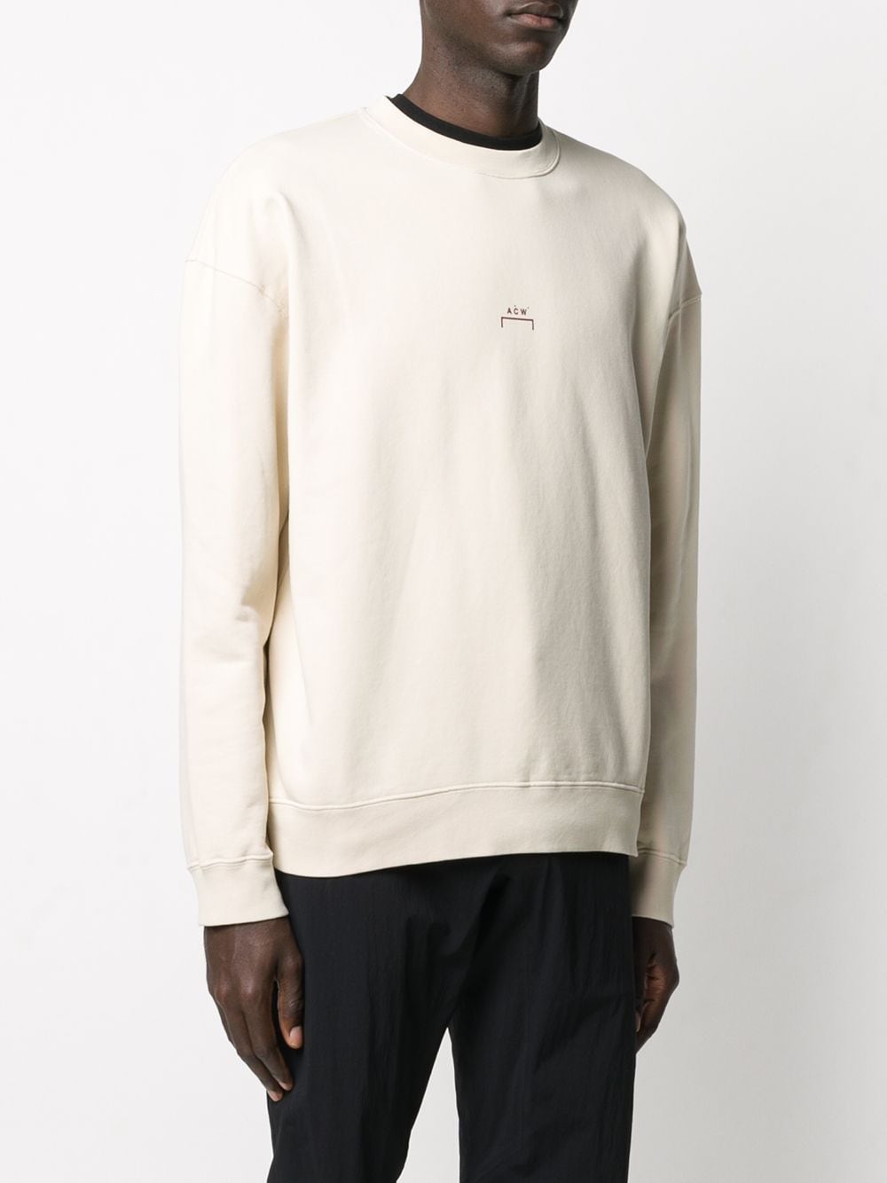 Shop A-cold-wall* Crew Neck Logo Printed Sweatshirt In Neutrals