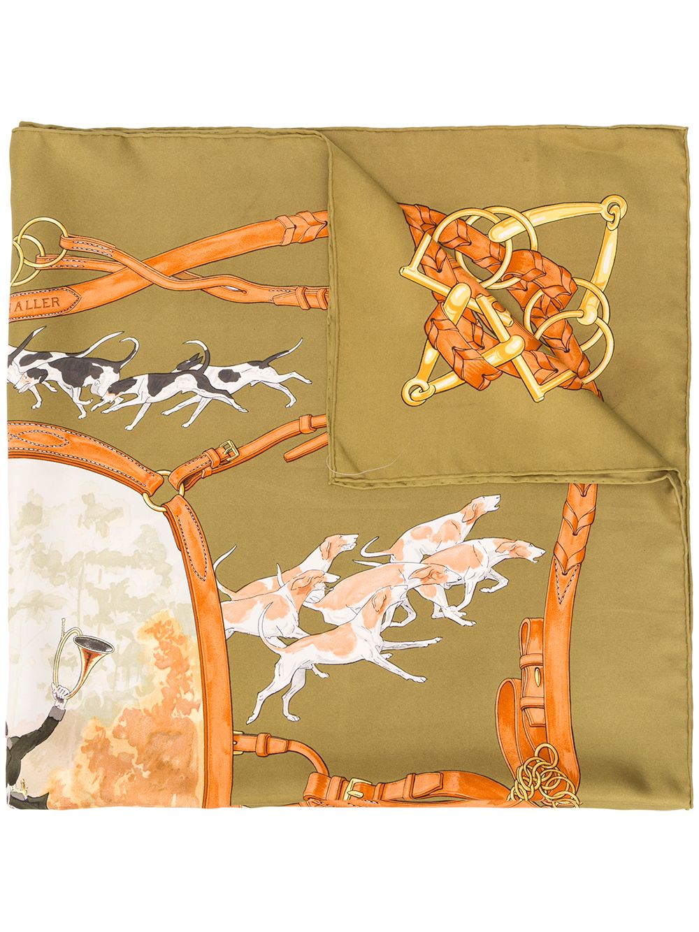 фото Hermès pre-owned hunt print scarf