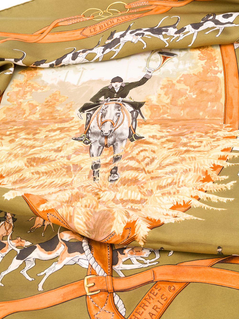 фото Hermès pre-owned hunt print scarf