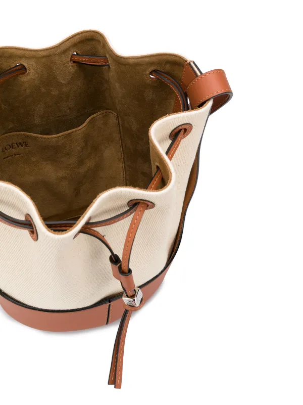canvas and leather bucket bag