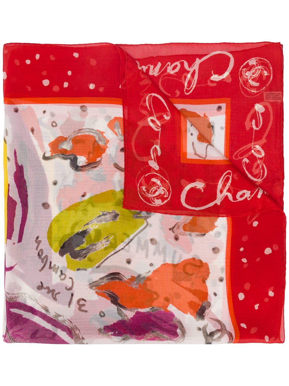 Pre-owned Chanel 1990s Abstract-print Silk Scarf In Red