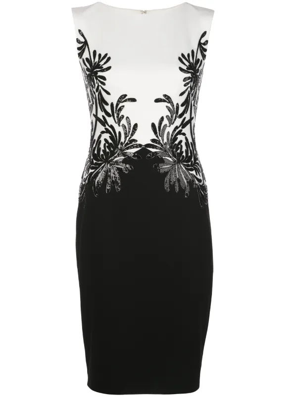 tadashi shoji black and white dress