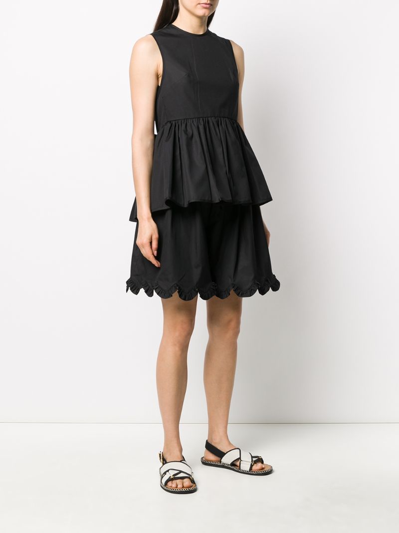 Shop Cecilie Bahnsen Ruffled-hem Cotton Top In Black