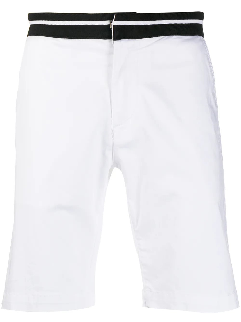Karl Lagerfeld Striped Waistband Chino Shorts In White