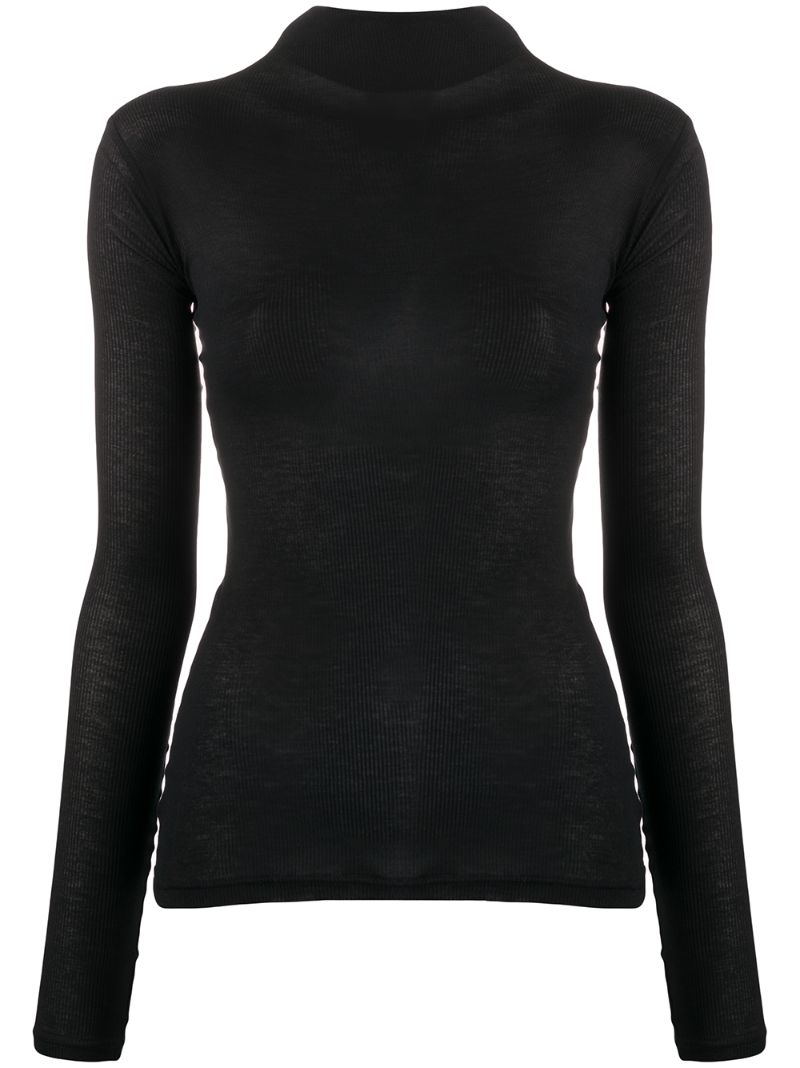 Parlor Fitted Turtleneck Top In Black