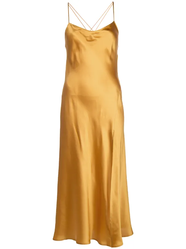 reformation gold dress