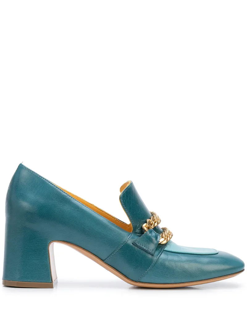 teal block heel shoes