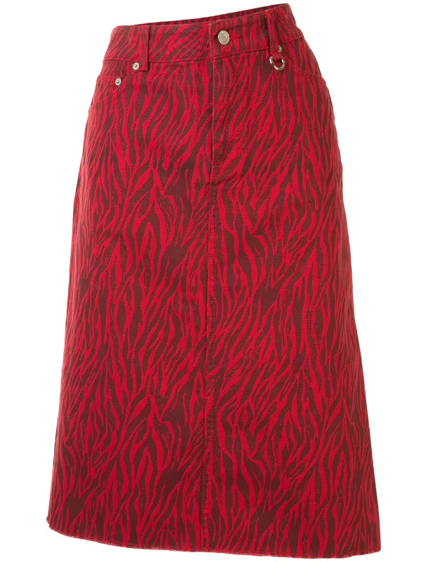 red leopard print denim skirt