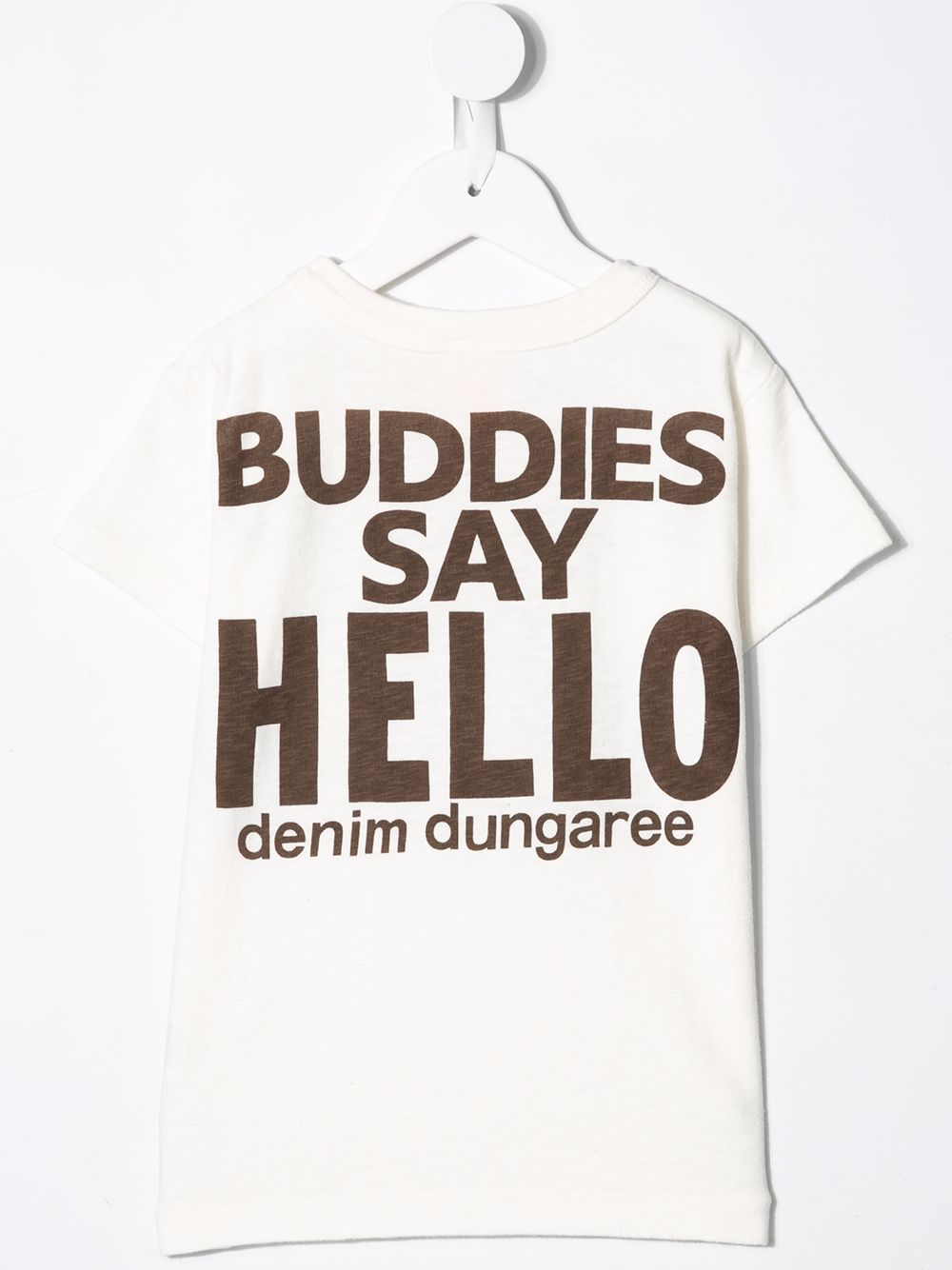 фото Denim dungaree slogan print crewneck t-shirt