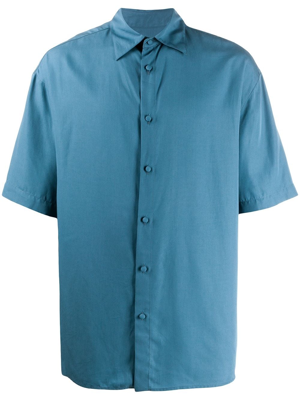 Valentino Short-sleeved Oversized Shirt In Blue