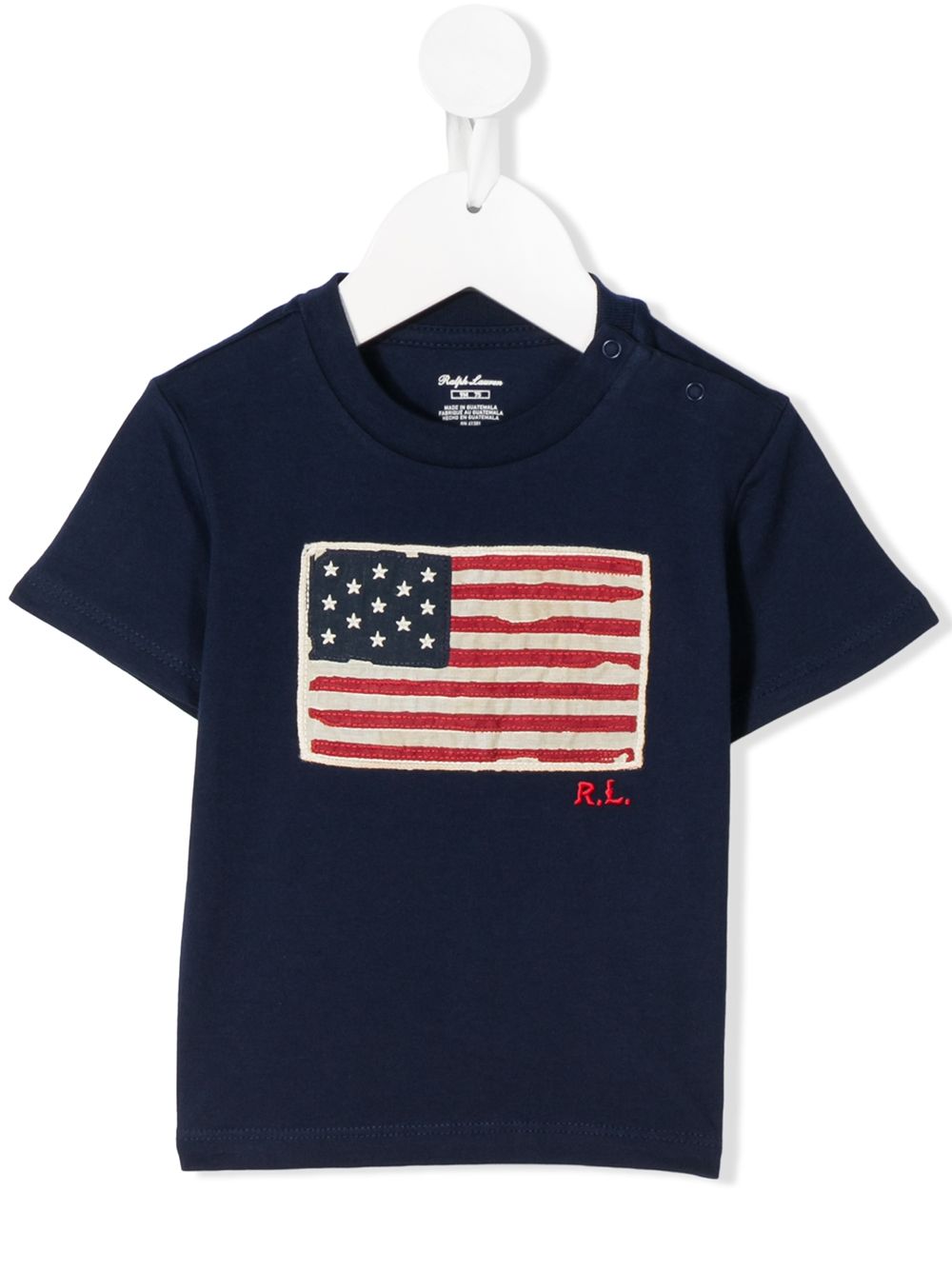 Shop Ralph Lauren Flag Print T-shirt In Blue