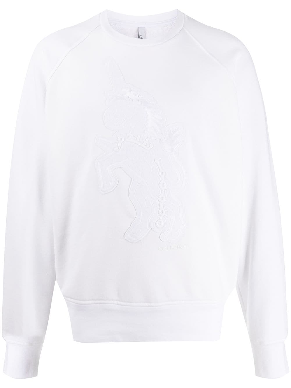 Neil Barrett Art School Unicorn Patch Sweatshirt In White