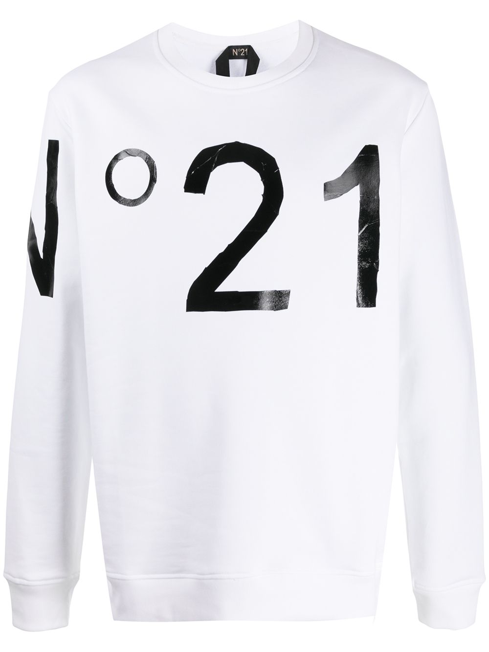N°21 胶带效果logo套头衫 In White