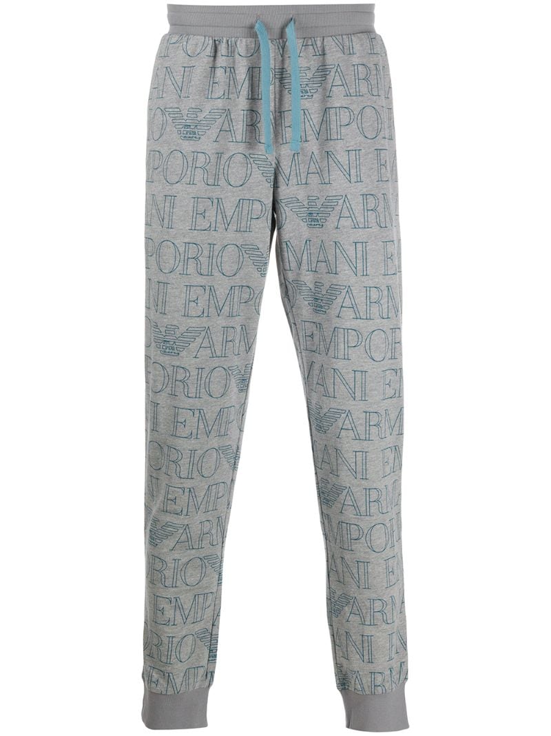 Emporio Armani Logo Print Track Pants In Grey