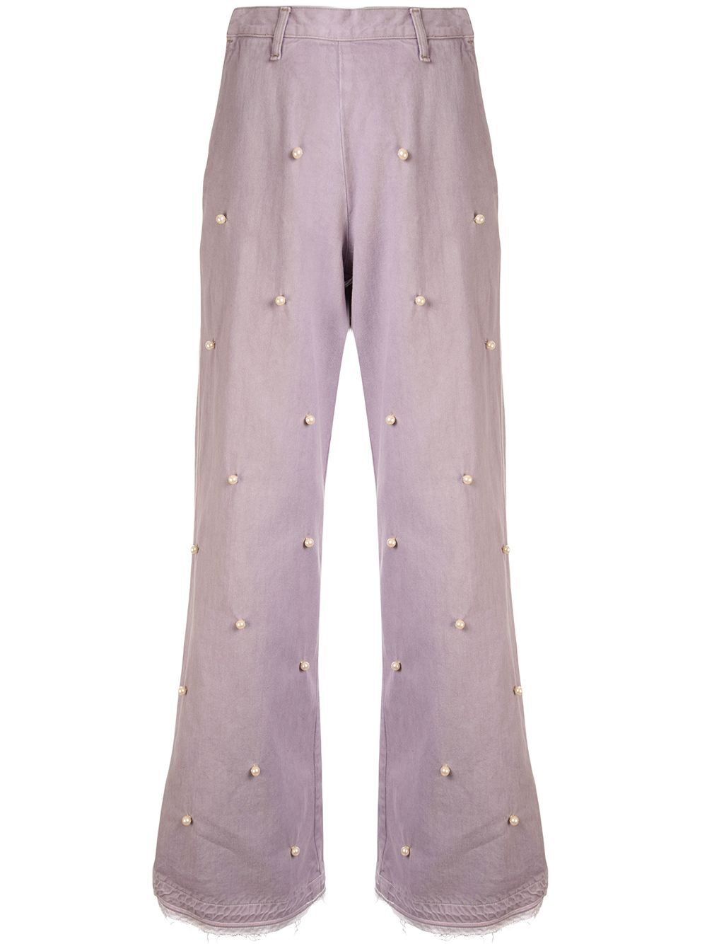 Tu Es Mon Tresor Pearl-embellished Wide-leg Jeans In Purple