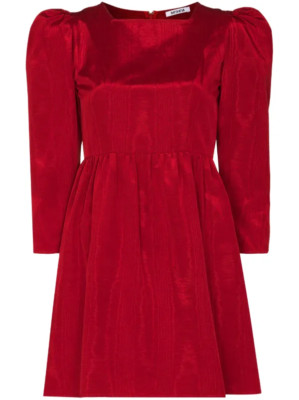 red square neck mini dress