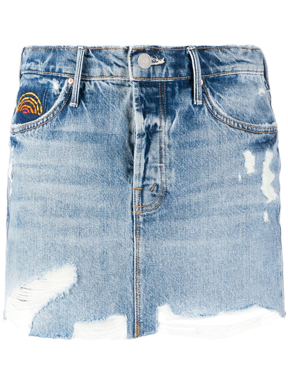 фото Mother джинсовая юбка с бахромой