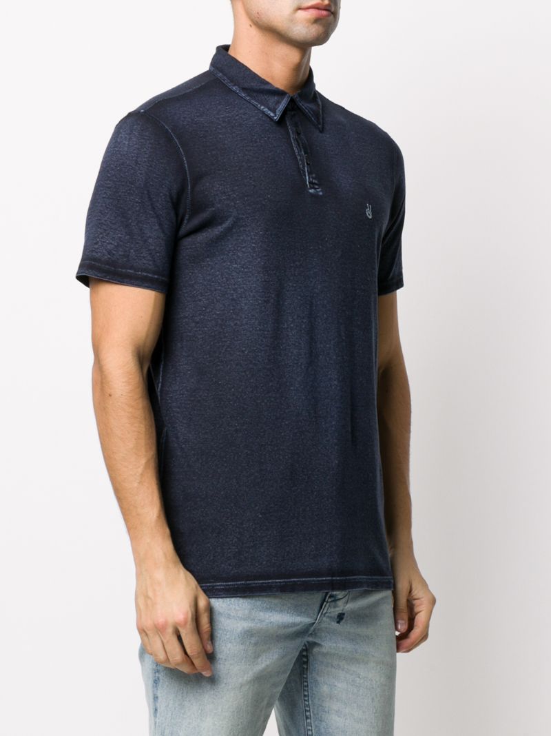 Shop John Varvatos Logo Embroidered Polo Shirt In Blue