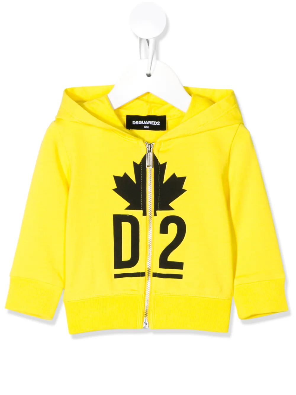 Dsquared2 Babies' Maple Leaf Logo Print Hoodie In Yellow