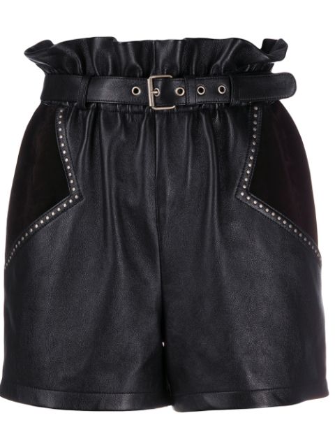 Saint Laurent stud-embellished paperbag shorts