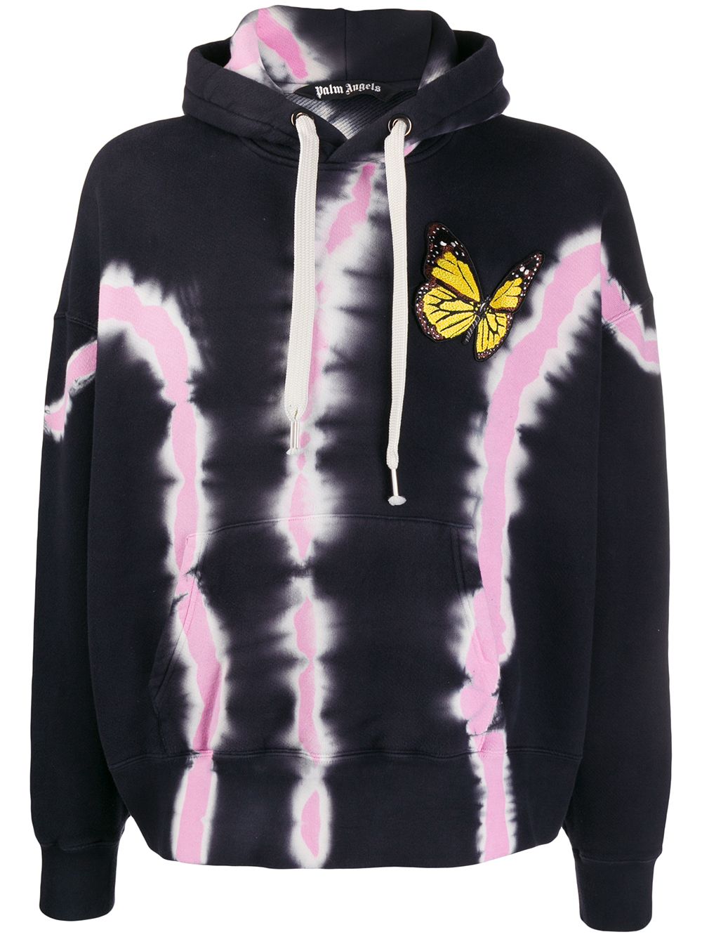 Shop Palm Angels Tie-dye Butterfly Print Hoodie In Black