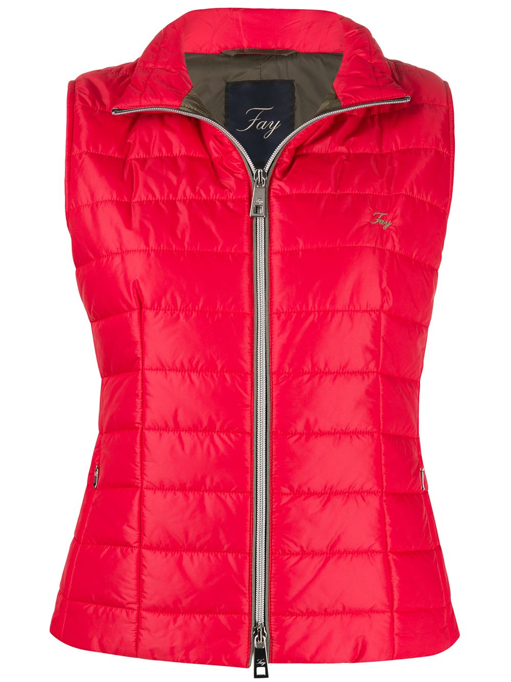 Fay Mock Neck Padded Gilet In Red