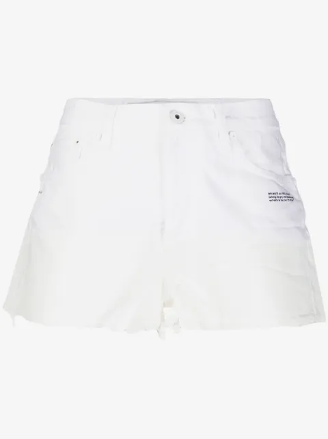 Off-White TEEN denimshorts med flosset kant