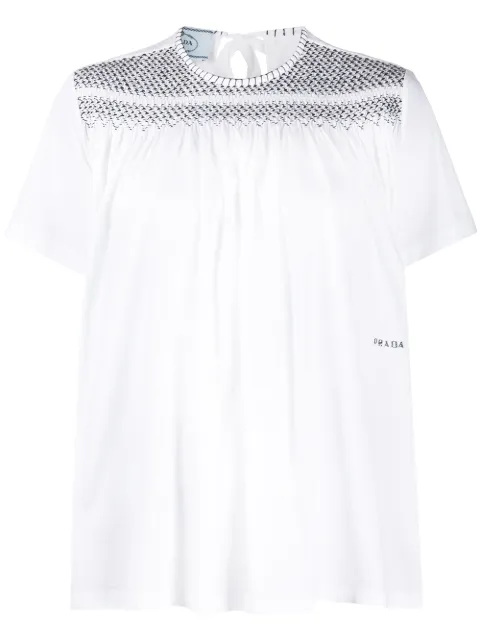 Prada contrast stitching T-shirt