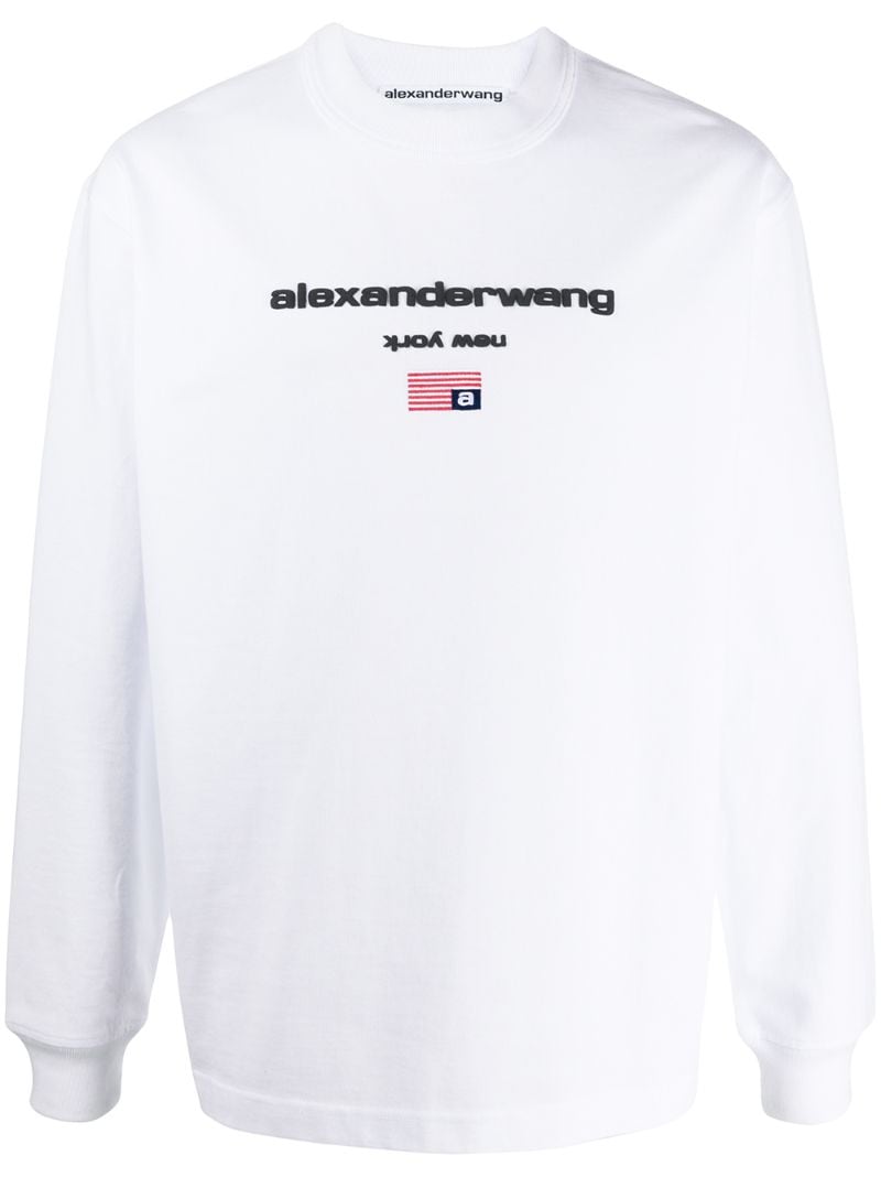 Alexander Wang Logo-embossed Crew Neck Sweatshirt In White