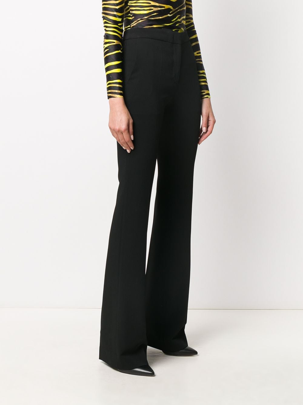 Shop Moschino Flared Tailored Trousers In Black