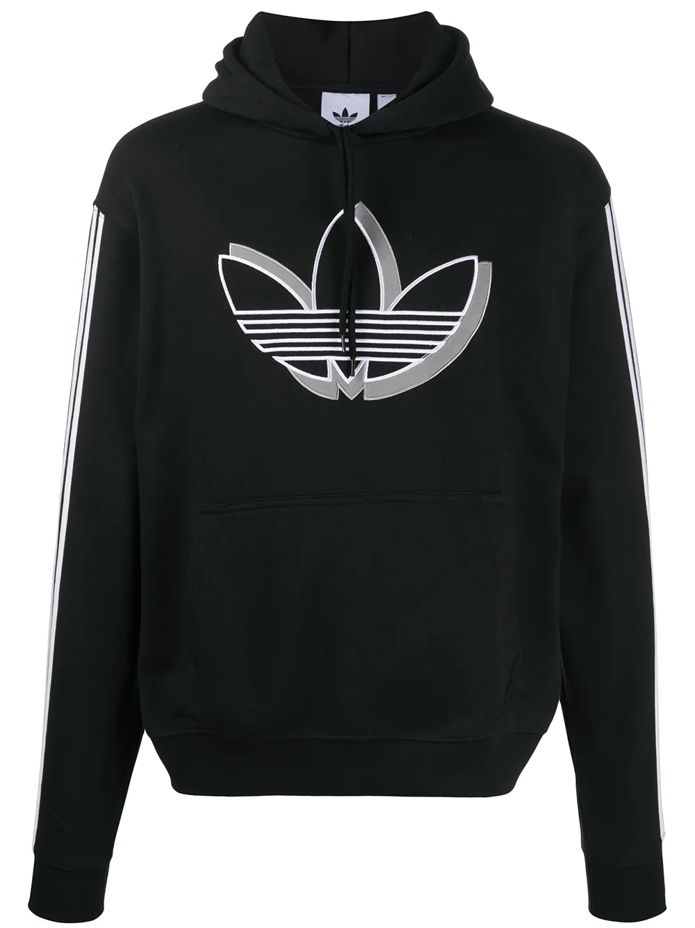 Adidas Originals Embroidered Trefoil Hoodie In Black