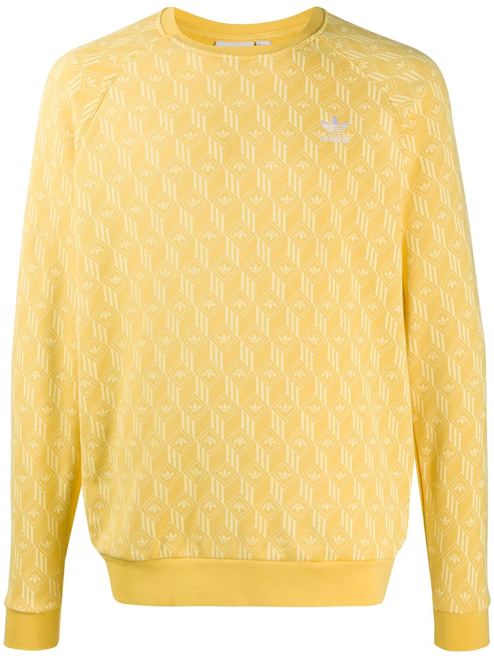 Adidas Originals Trefoil Print Sweatshirt In Yellow