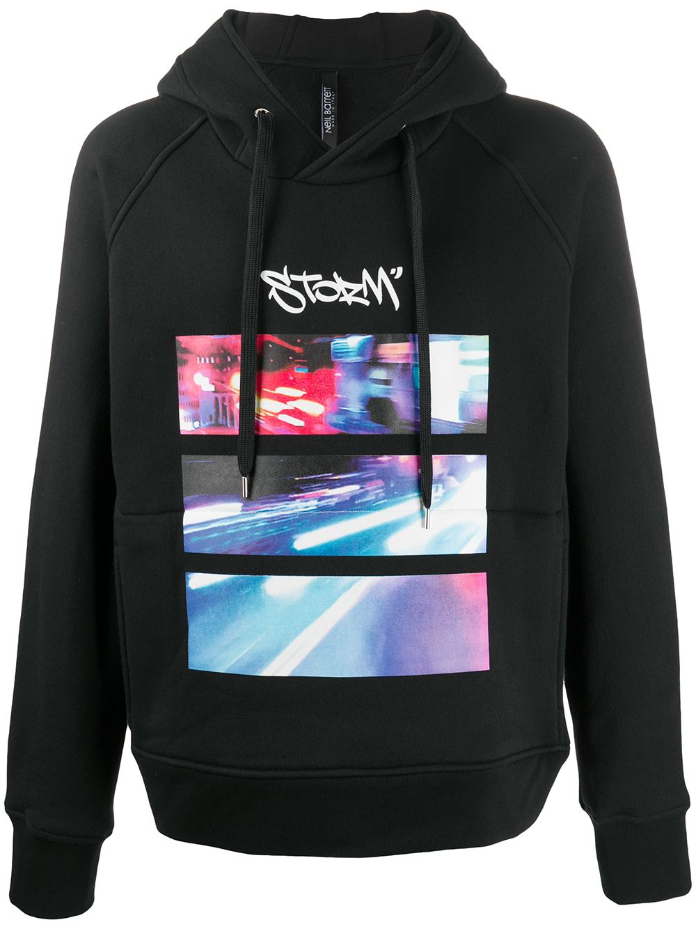 Shop Neil Barrett City Lights Beefy Hoodie In Black