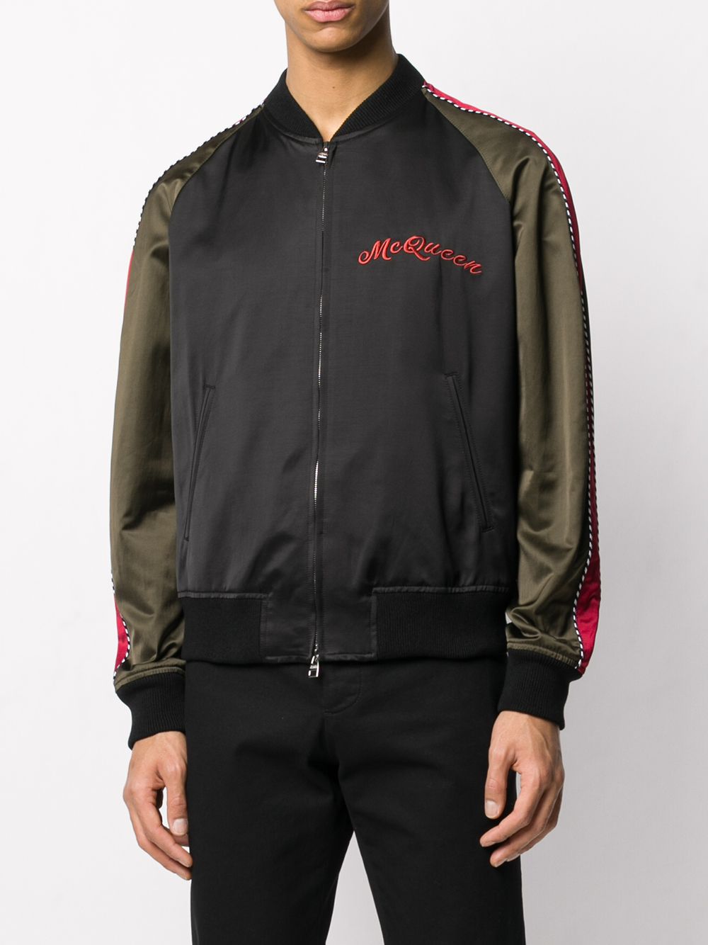 Shop Alexander Mcqueen Dragon-embroidered Bomber Jacket In Black