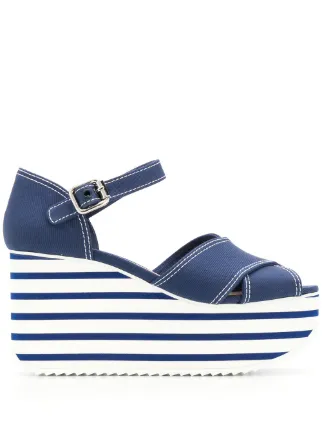 Striped wedge hot sale sandals