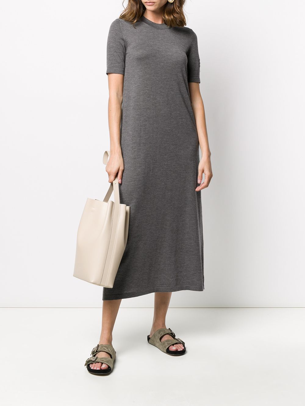 Shop Barrie Knitted Midi Dress In Grey