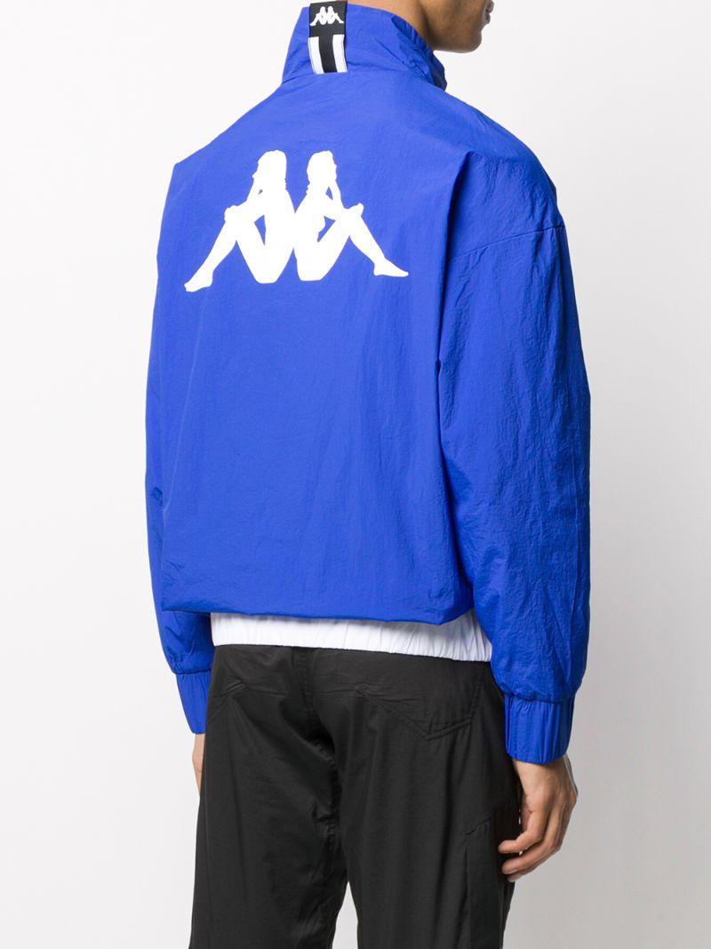 Shop Kappa Colour Blocked Print Jacket In Blue