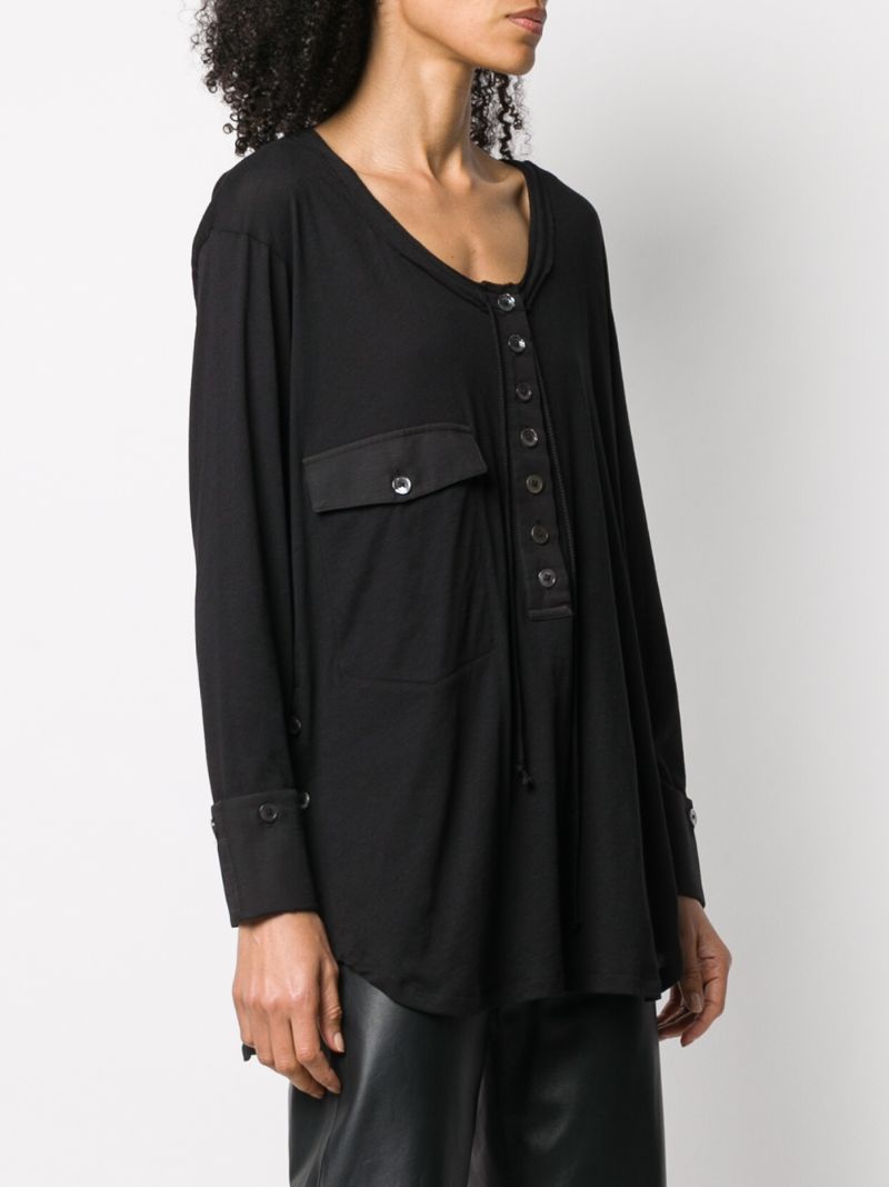 Shop Ann Demeulemeester Round Neck Cotton Blouse In Black