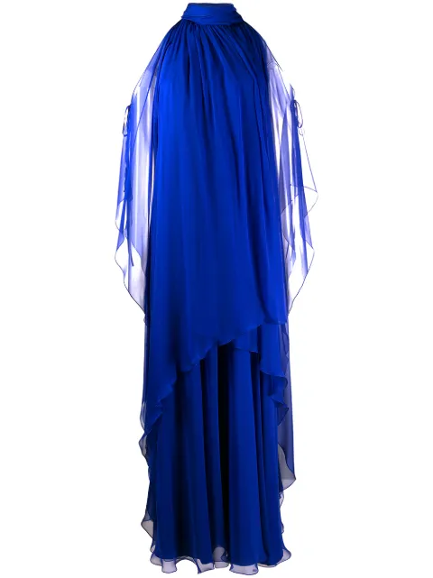Alberta Ferretti halter neck draped silk dress
