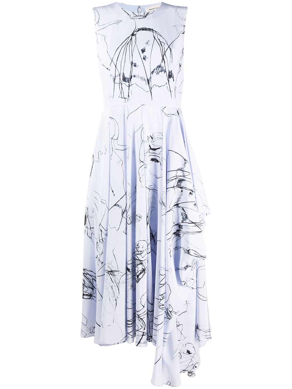 Alexander Mcqueen Dancing Girl Midi Dress In Blue