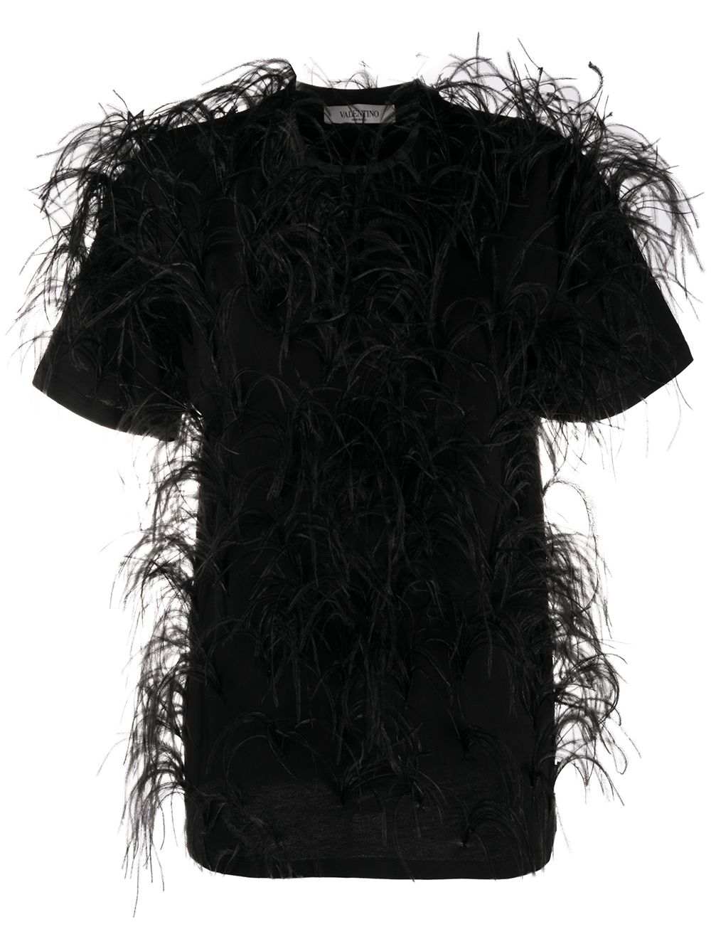 Valentino Feather Embellished Short-sleeved T-shirt In Black