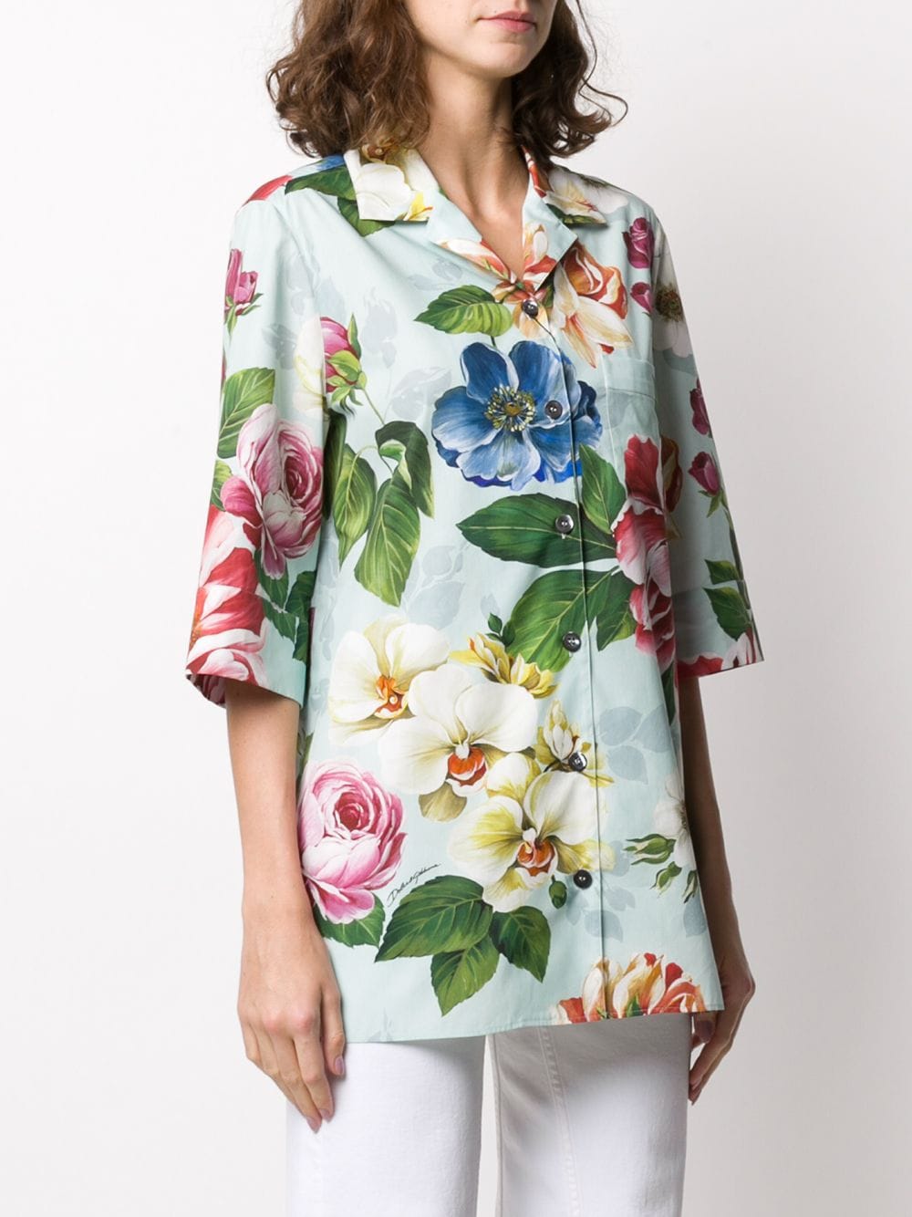 фото Dolce & gabbana рубашка с цветочным принтом