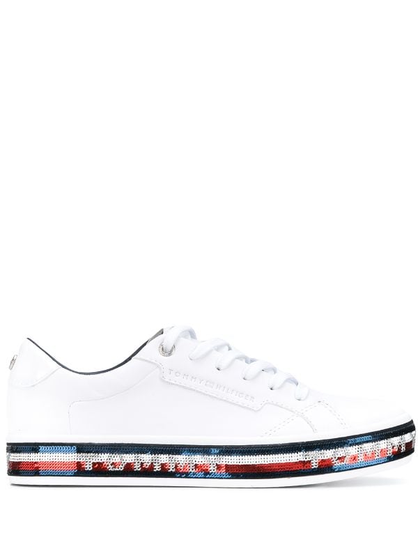 embellished white shoes