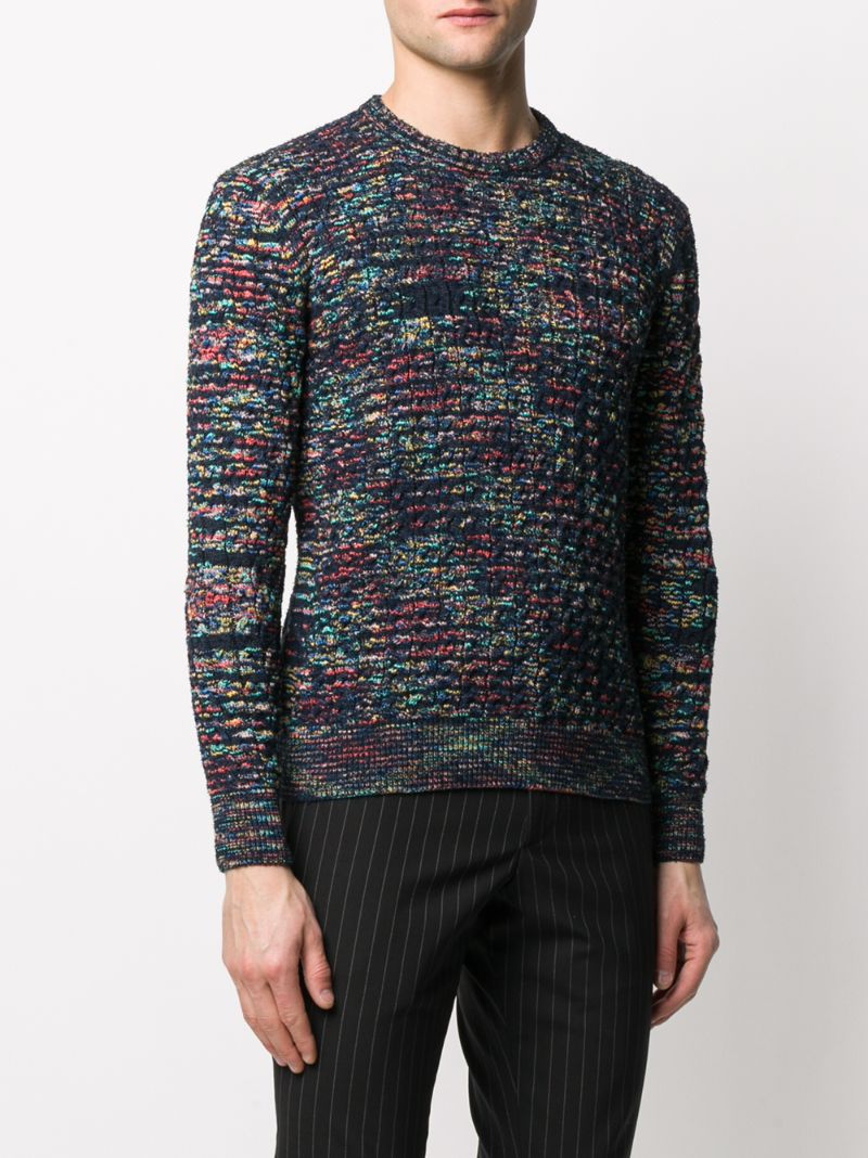 Shop Missoni Cable-knit Crew Neck Jumper In Blue