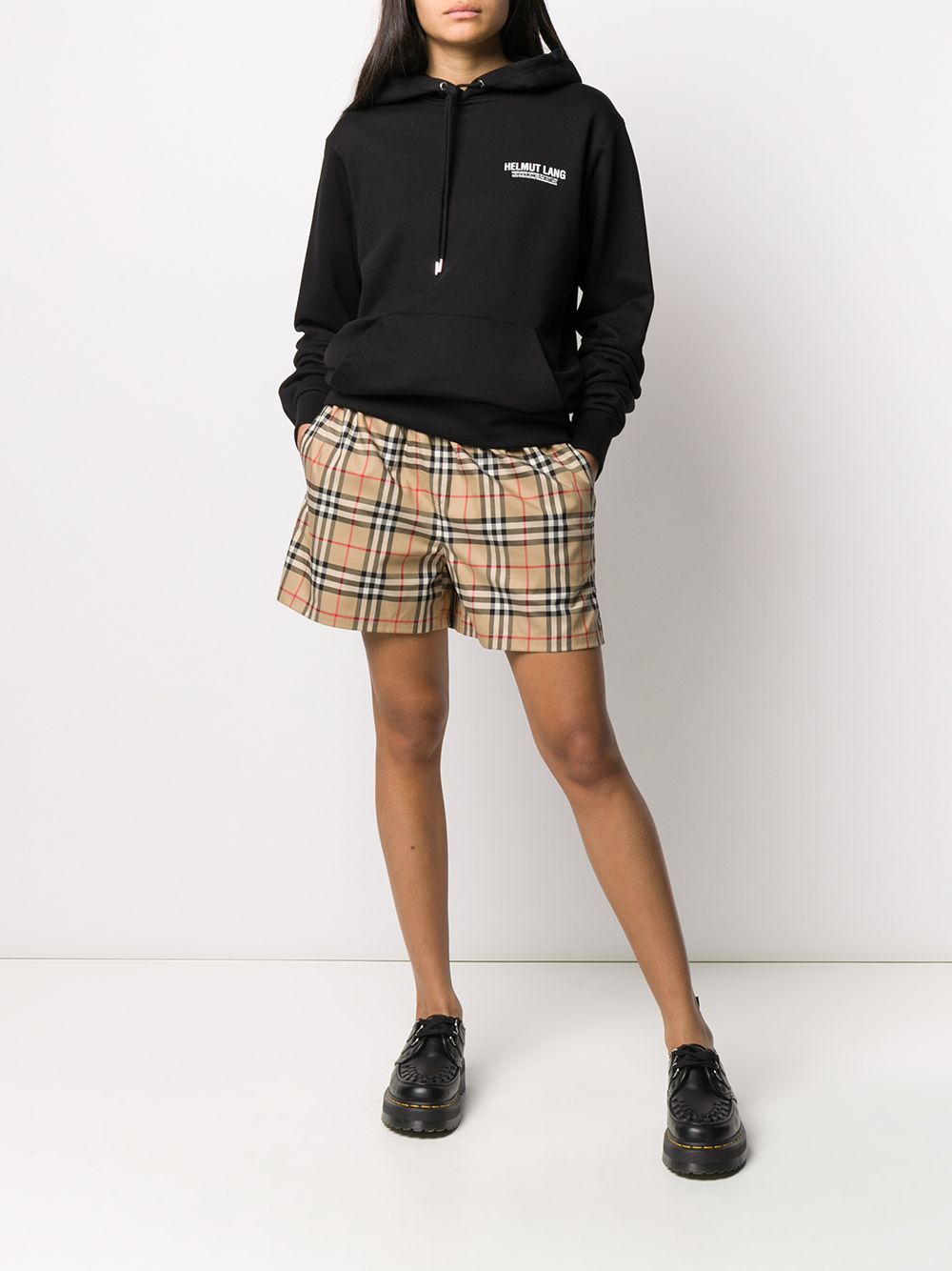 фото Burberry check print track shorts